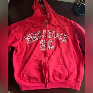 Pink myrtle beach SC zip up sweatshirt